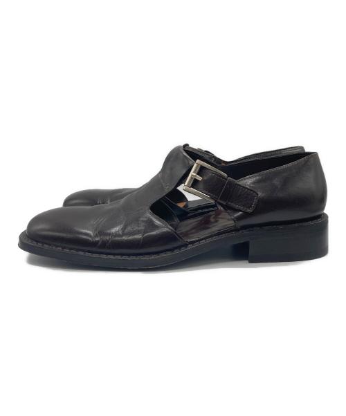 PRADA（プラダ）PRADA (プラダ) レザースクエアストラップシューズ ブラウン サイズ:9 1/2の古着・服飾アイテム