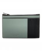 COACHコーチ）の古着「ジップ カード ケース・カラーブロック シグネチャー キャンバス」｜ブラック×スカイブルー