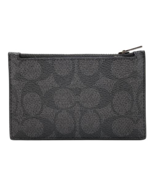COACH（コーチ）COACH (コーチ) ジップ カード ケース・カラーブロック シグネチャー キャンバス ブラック×スカイブルーの古着・服飾アイテム