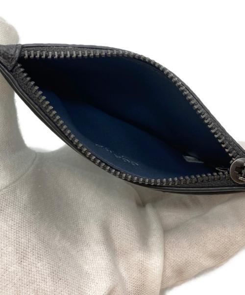 COACH（コーチ）COACH (コーチ) ジップ カード ケース・カラーブロック シグネチャー キャンバス ブラック×スカイブルーの古着・服飾アイテム