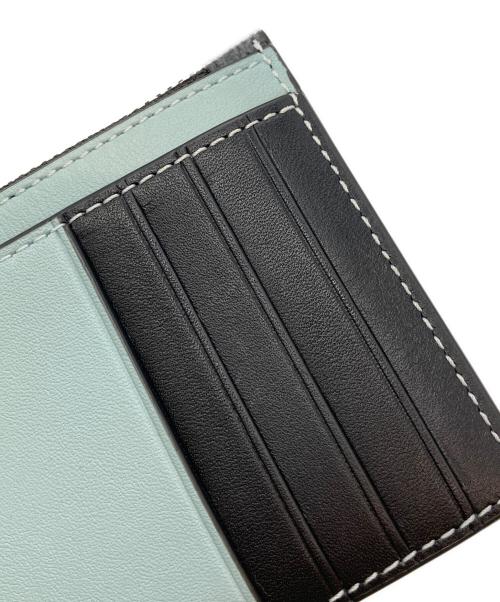 COACH（コーチ）COACH (コーチ) ジップ カード ケース・カラーブロック シグネチャー キャンバス ブラック×スカイブルーの古着・服飾アイテム