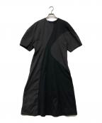 AKIRA NAKAアキラナカ）の古着「異素材ドッキングロングワンピース」｜ブラック