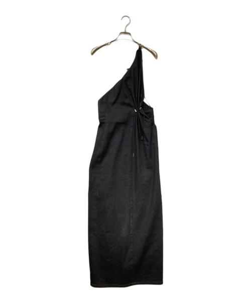 PHOTOCOPIEU（フォトコピュー）PHOTOCOPIEU (フォトコピュー) ONE-SHOULDER DRAWSTRING DRESS（ワンショルダー ドローストリング ドレス） ブラック サイズ:SIZE 36の古着・服飾アイテム