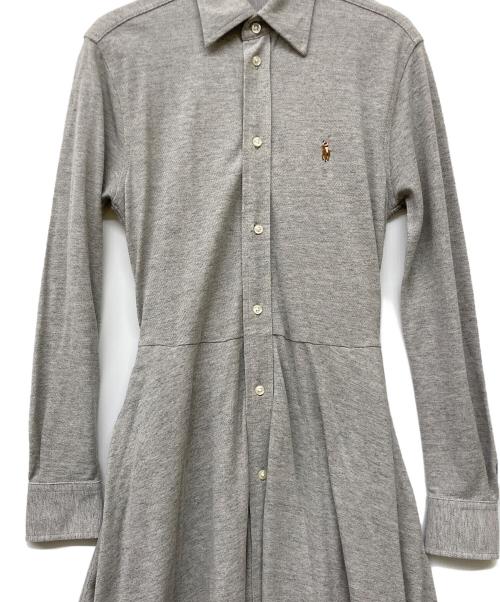 POLO RALPH LAUREN（ポロ・ラルフローレン）POLO RALPH LAUREN (ポロ・ラルフローレン) QRタグKNIT OXFORD ポニー刺繍ワンピース グレー サイズ:XSの古着・服飾アイテム