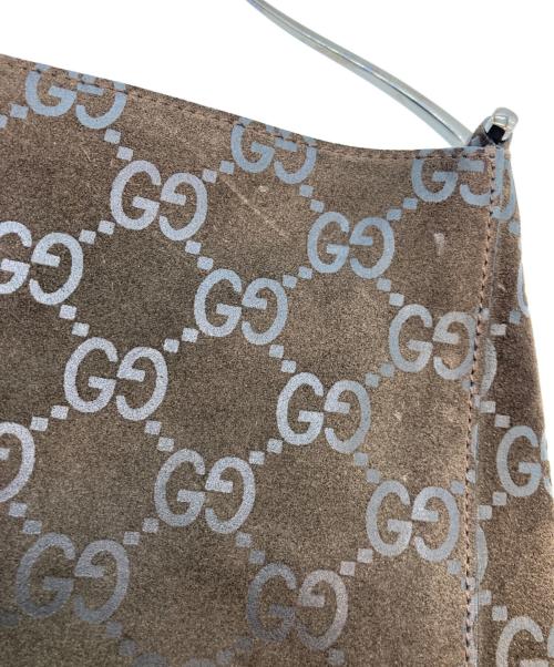 GUCCI（グッチ）GUCCI (グッチ) GG柄ワンショルダースウェードバッグ ダークブラウンの古着・服飾アイテム