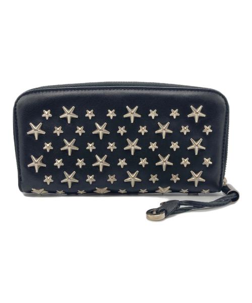 JIMMY CHOO（ジミーチュウ）JIMMY CHOO (ジミーチュウ) スタースタッズラウンドファスナーウォレット ブラックの古着・服飾アイテム