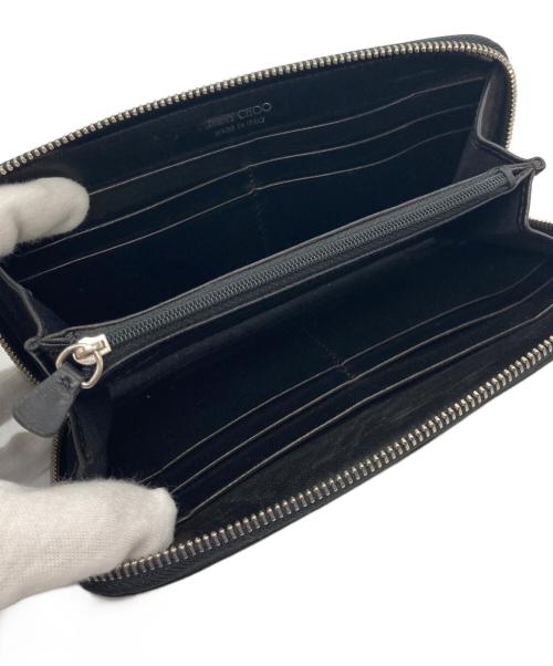 JIMMY CHOO（ジミーチュウ）JIMMY CHOO (ジミーチュウ) スタースタッズラウンドファスナーウォレット ブラックの古着・服飾アイテム