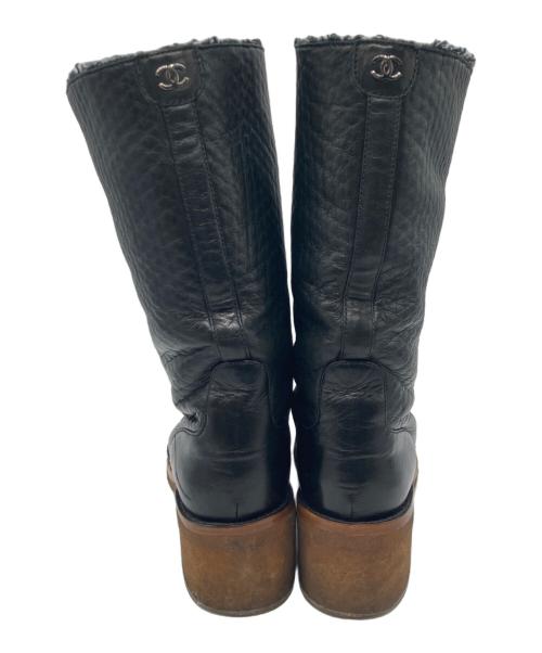 CHANEL（シャネル）CHANEL (シャネル) ココマークレザーロングブーツ ブラック サイズ:37の古着・服飾アイテム