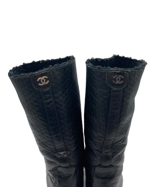 CHANEL（シャネル）CHANEL (シャネル) ココマークレザーロングブーツ ブラック サイズ:37の古着・服飾アイテム