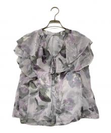 stola.（ストラ）の古着「花柄プリントフリルブラウス」｜ラベンダー