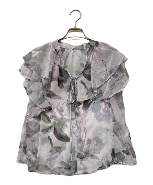 stola.（ストラ）stola. (ストラ) 花柄プリントフリルブラウス ラベンダー サイズ:36の古着・服飾アイテム