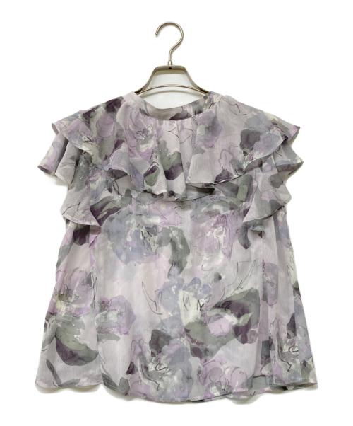 stola.（ストラ）stola. (ストラ) 花柄プリントフリルブラウス ラベンダー サイズ:36の古着・服飾アイテム