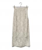 anuansアニュアンス）の古着「23AW ウェーブレースタイトスカート」｜ホワイト