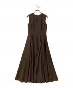 BLENHEIMブレンヘイム）の古着「スパンボイルワッシャーロングフレアワンピース」｜ブラウン