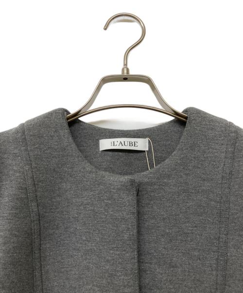 L'AUBE BLANC（ローブ ブラン）L'AUBE BLANC (ローブ ブラン) Double Knit Peplum Jacket グレー サイズ:Fの古着・服飾アイテム