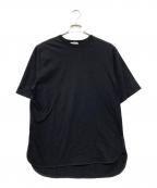 YORIヨリ）の古着「ヘムラウンドハーフロゴTee」｜ブラック