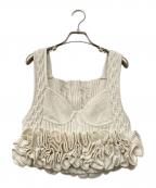 la belle etudeラベルエチュード）の古着「ニッティングパターンボリュームフリルニットビスチェ」｜アイボリー