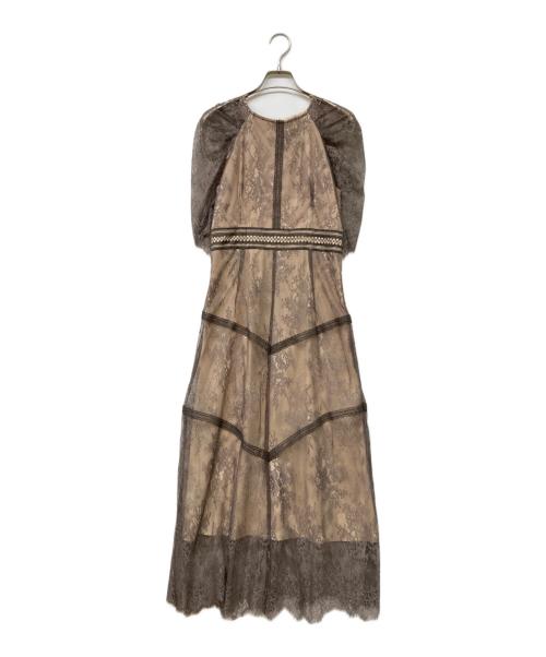 DORRY DOLL（ドリードール）DORRY DOLL (ドリードール) ショルダーギャザーラッセルレースワンピース ブラウン サイズ:38の古着・服飾アイテム