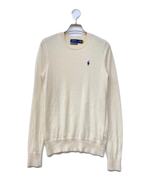 POLO RALPH LAUREN（ポロ・ラルフローレン）POLO RALPH LAUREN (ポロ・ラルフローレン) QRタグ WASHABLE MERINO WOOL KNIT アイボリー サイズ:Mの古着・服飾アイテム