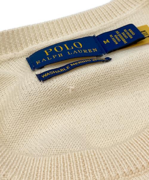 POLO RALPH LAUREN（ポロ・ラルフローレン）POLO RALPH LAUREN (ポロ・ラルフローレン) QRタグ WASHABLE MERINO WOOL KNIT アイボリー サイズ:Mの古着・服飾アイテム