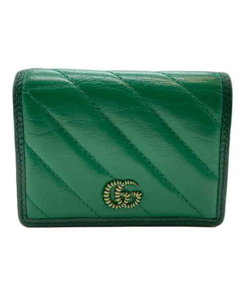 GUCCI（グッチ）GUCCI (グッチ) GGマーモントレザーコンパクトウォレット グリーンの古着・服飾アイテム