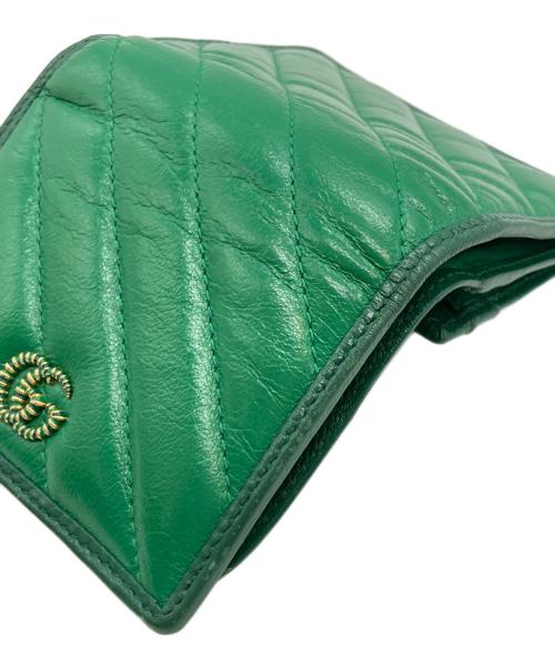 GUCCI（グッチ）GUCCI (グッチ) GGマーモントレザーコンパクトウォレット グリーンの古着・服飾アイテム