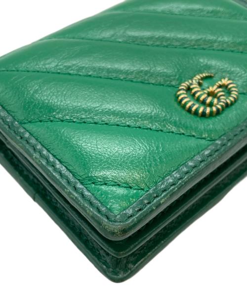GUCCI（グッチ）GUCCI (グッチ) GGマーモントレザーコンパクトウォレット グリーンの古着・服飾アイテム