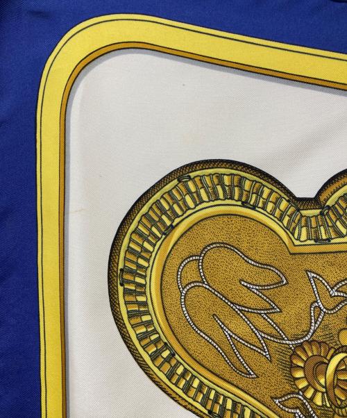 HERMES（エルメス）HERMES (エルメス) カレ90 グランアパラ 盛装の馬 ホワイト×ブルーの古着・服飾アイテム