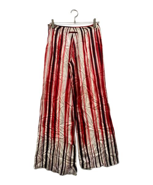 Jean Paul Gaultier FEMME（ジャンポールゴルチエ フェム）Jean Paul Gaultier FEMME (ジャンポールゴルチエ フェム) ヴィンテージサテンストライプパンツ レッド×ブラック サイズ:size40の古着・服飾アイテム