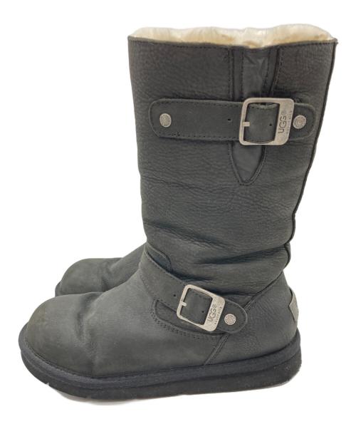 UGG（アグ）UGG (アグ) レザーロングブーツ ブラック サイズ:23の古着・服飾アイテム