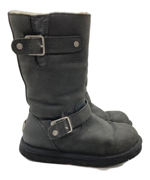 UGG（アグ）UGG (アグ) レザーロングブーツ ブラック サイズ:23の古着・服飾アイテム