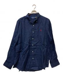 POLO RALPH LAUREN（ポロ・ラルフローレン）の古着「QRタグ CLASSIC FIT LINEN SHIRT/クラシックフィットリネンシャツ」｜ネイビー