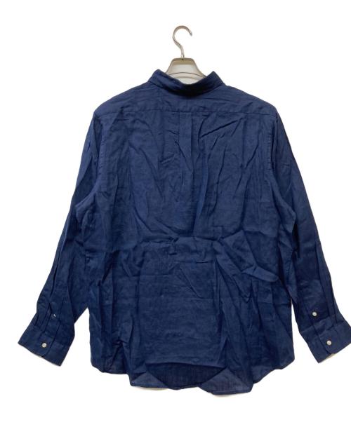 POLO RALPH LAUREN（ポロ・ラルフローレン）POLO RALPH LAUREN (ポロ・ラルフローレン) QRタグ CLASSIC FIT LINEN SHIRT/クラシックフィットリネンシャツ ネイビー サイズ:XXLの古着・服飾アイテム