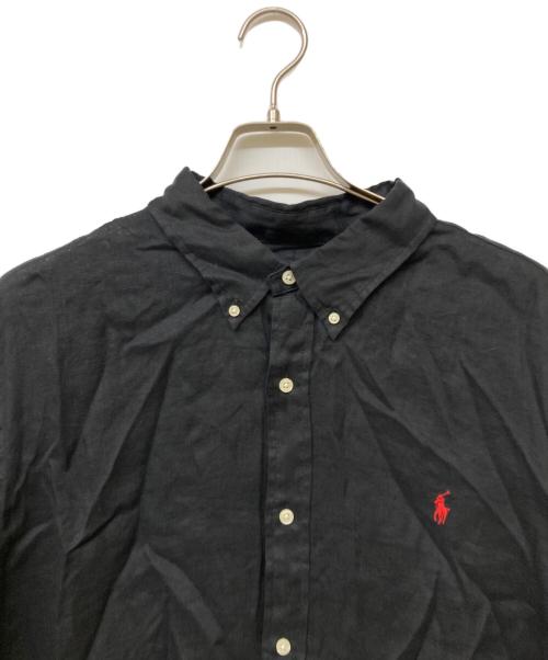 POLO RALPH LAUREN（ポロ・ラルフローレン）POLO RALPH LAUREN (ポロ・ラルフローレン) QRタグ CLASSIC FIT LINEN SHIRT/クラシックフィットリネンシャツ ブラック サイズ:XXLの古着・服飾アイテム