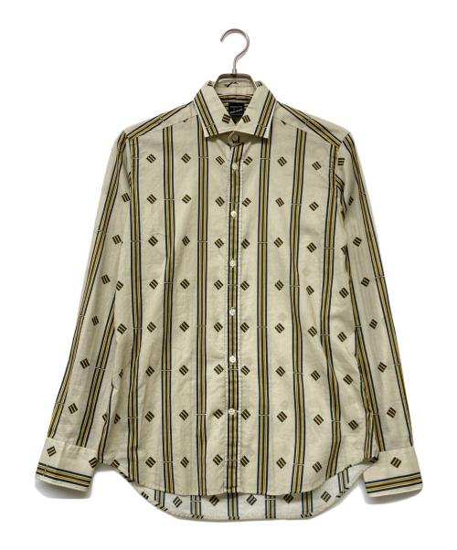 Bagutta（バグッタ）BAGUTTA (バグッタ) レギュラーカラー総柄シャツ ベージュ サイズ:Sの古着・服飾アイテム