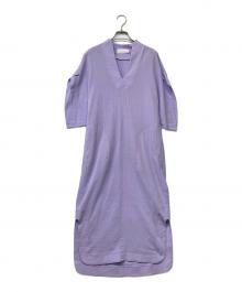 Mame Kurogouchi（マメクロゴウチ）の古着「Crepe Deep V-Neck Dress/クリープディープブイネックドレス」｜ラベンダー