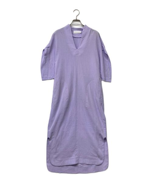 Mame Kurogouchi（マメクロゴウチ）mame kurogouchi (マメクロゴウチ) Crepe Deep V-Neck Dress/クリープディープブイネックドレス ラベンダー サイズ:1の古着・服飾アイテム