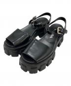 PRADAプラダ）の古着「モノリスブラッシュドレザーサンダル」｜ブラック