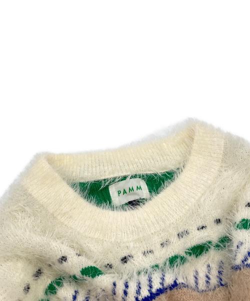 PAMM（パム）PAMM (パム) 総柄シャギーニット アイボリー×ネイビー サイズ:2の古着・服飾アイテム