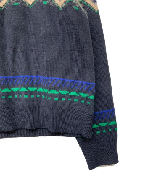 PAMM（パム）PAMM (パム) 総柄シャギーニット アイボリー×ネイビー サイズ:2の古着・服飾アイテム