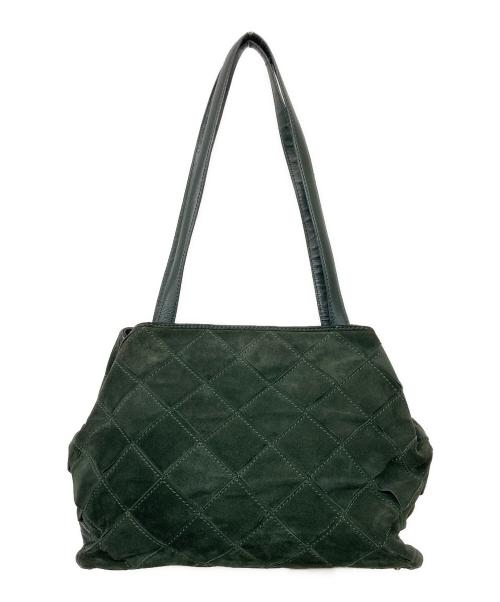 BOTTEGA VENETA（ボッテガベネタ）BOTTEGA VENETA (ボッテガベネタ) マキシイントレチャートスウェードトートバッグ グリーンの古着・服飾アイテム