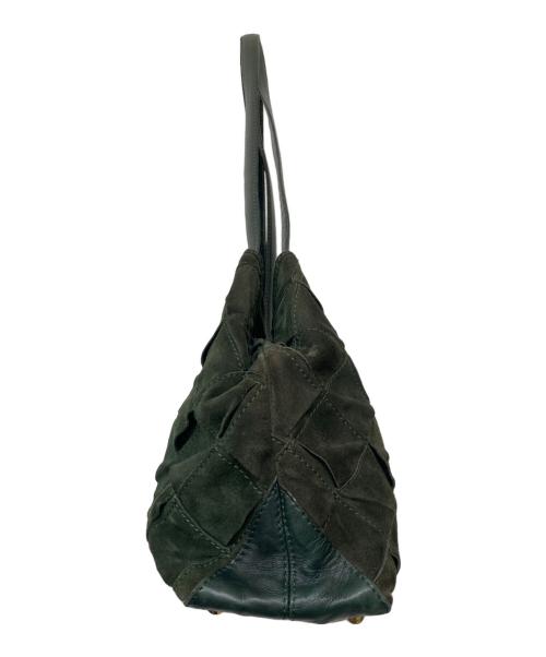 BOTTEGA VENETA（ボッテガベネタ）BOTTEGA VENETA (ボッテガベネタ) マキシイントレチャートスウェードトートバッグ グリーンの古着・服飾アイテム