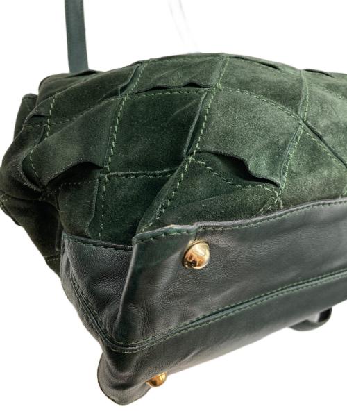 BOTTEGA VENETA（ボッテガベネタ）BOTTEGA VENETA (ボッテガベネタ) マキシイントレチャートスウェードトートバッグ グリーンの古着・服飾アイテム