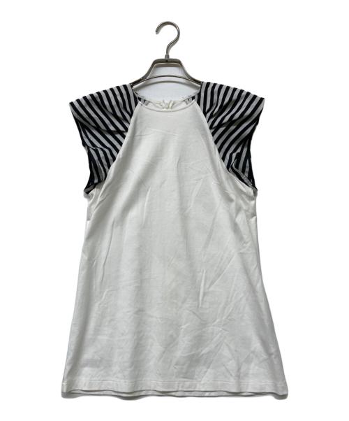 BORDERS at BALCONY（ボーダーズアットバルコニー）BORDERS at BALCONY (ボーダーズアットバルコニー) 23SS BORDER SHOULDER TEE ホワイト サイズ:SIZE 38の古着・服飾アイテム