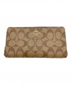 COACHコーチ）の古着「ロング ジップ アラウンド ウォレット シグネチャー キャンバス」｜ブラウン