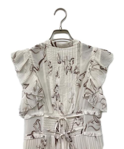 Snidel（スナイデル）Snidel (スナイデル) Sustainaプリントプリーツワンピース ホワイト サイズ:０の古着・服飾アイテム