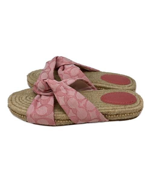 COACH（コーチ）COACH (コーチ) エスパドリーユ フラット ジュート サンダル ピンク サイズ:SIZE7の古着・服飾アイテム