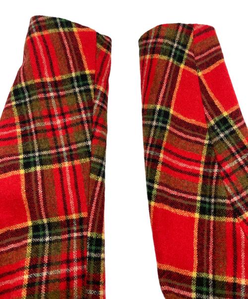 Vivienne Westwood（ヴィヴィアンウエストウッド）Vivienne Westwood (ヴィヴィアンウエストウッド) オーブボタン襟切替ウールチェックセットアップ レッド サイズ:42の古着・服飾アイテム