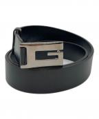 GUCCIグッチ）の古着「Gバックルレザーベルト」｜ブラック
