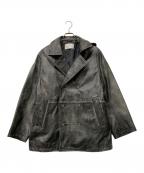MAISON SPECIALメゾンスペシャル）の古着「Hand Rub-Off Buffalo Leather Dress-Over Double Short Coat」｜ブラック